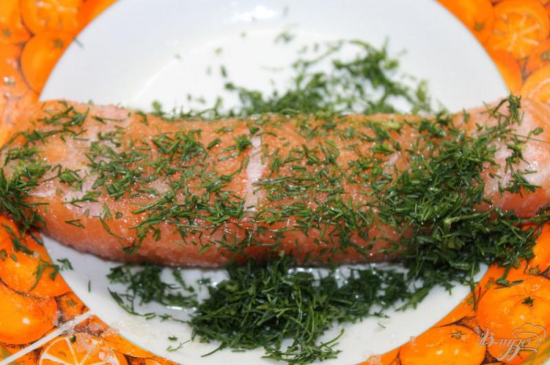 Фото приготовление рецепта: Соленый лосось с зеленью и соком лайма шаг №3