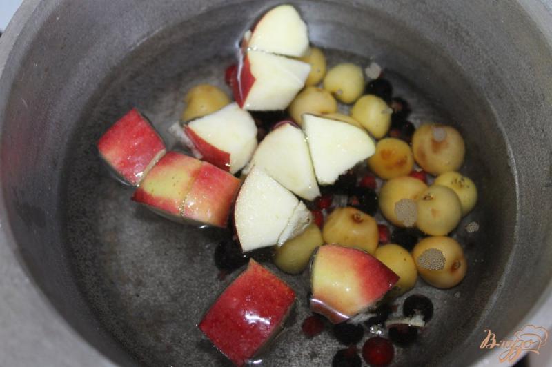 Фото приготовление рецепта: Летний компот из смородины, черешни и яблока шаг №2