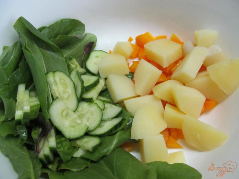 Фото приготовление рецепта: Картофельный салат с огурцом и яйцом шаг №5