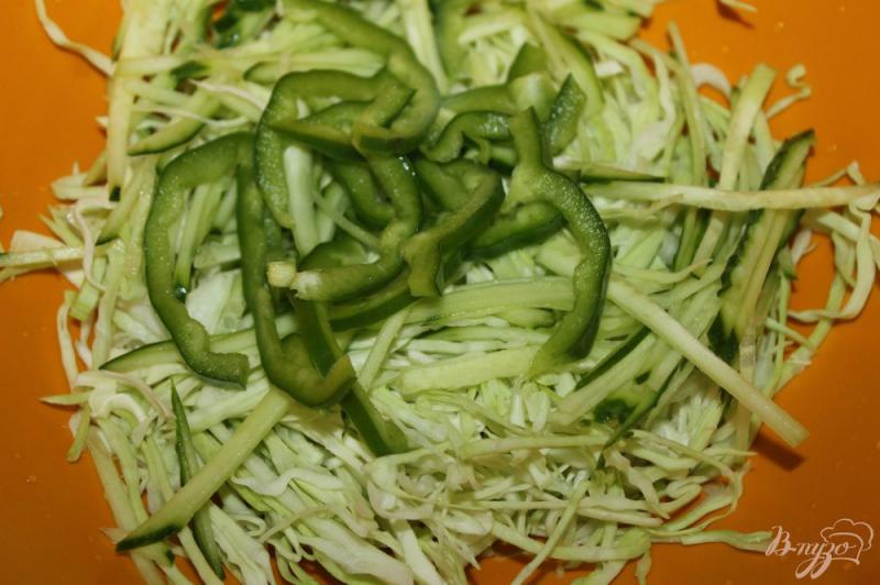 Фото приготовление рецепта: Салат из капусты с помидорами и кабачками шаг №2