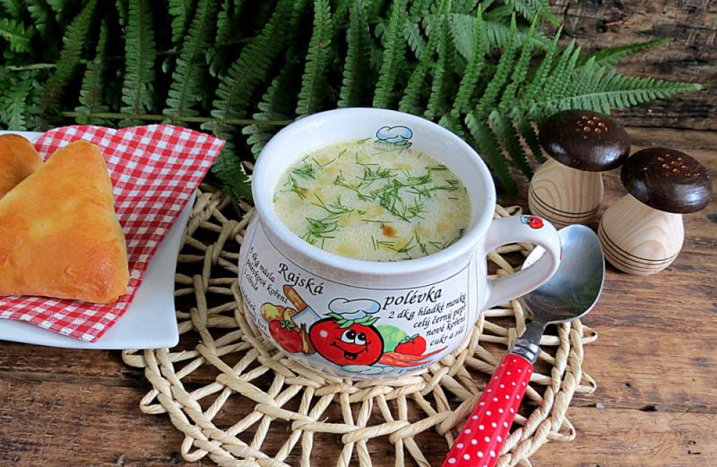 Фото приготовление рецепта: Суп с сушеными грибами и плавленым сыром шаг №12