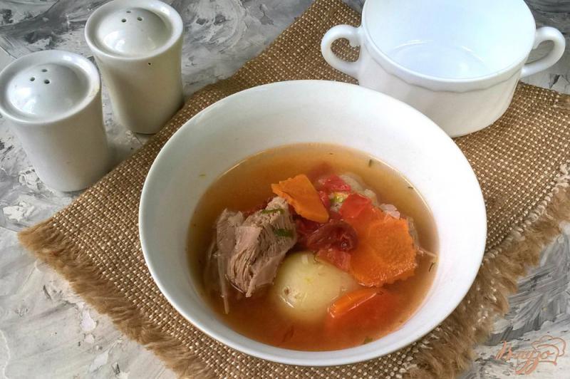 Фото приготовление рецепта: Суп с индейкой овощами и кус-кусом шаг №7