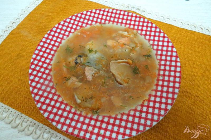 Фото приготовление рецепта: Суп пюре из тыквы и брюшек и головы лосося шаг №11