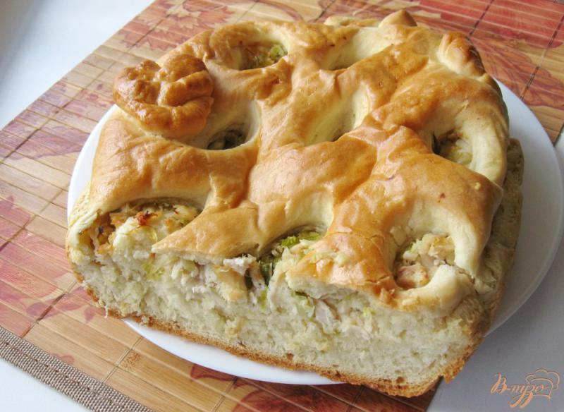 Фото приготовление рецепта: Пирог с молодой капустой и курицей шаг №8