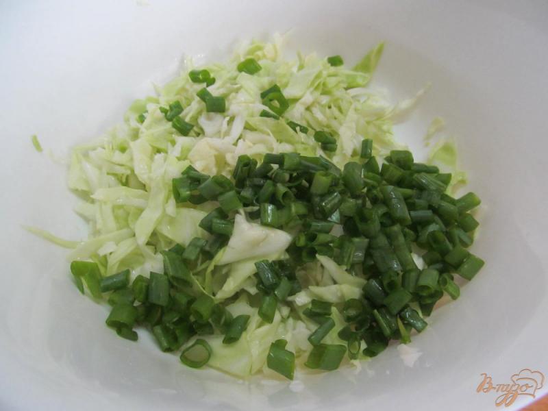 Фото приготовление рецепта: Капустный салат с помидором и стручковой фасолью шаг №1