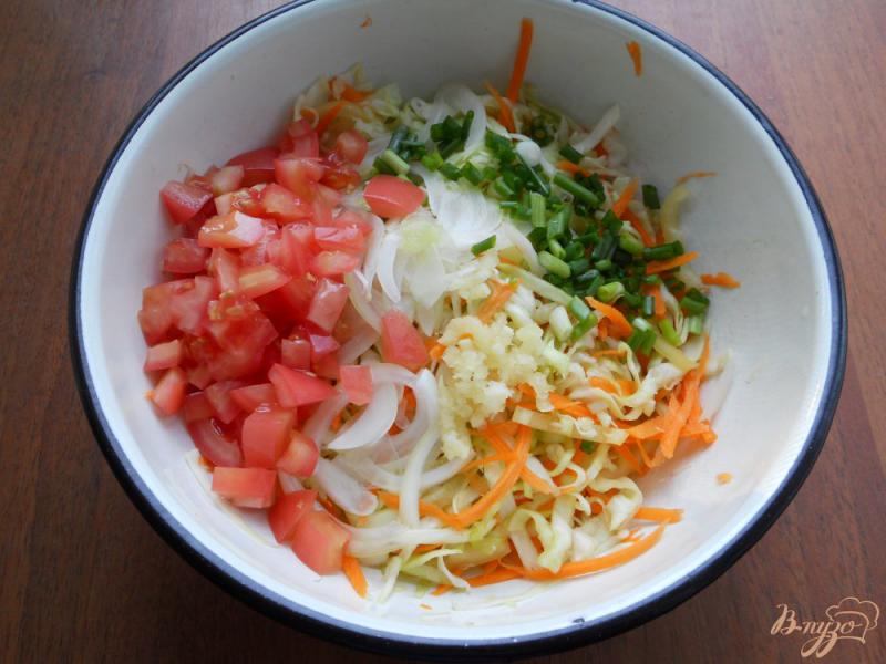 Фото приготовление рецепта: Салат из капусты и овощей «Закусочный» шаг №3