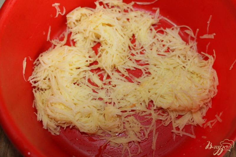 Фото приготовление рецепта: Луковые котлетки с фаршем и картофелем в томатном соусе шаг №3