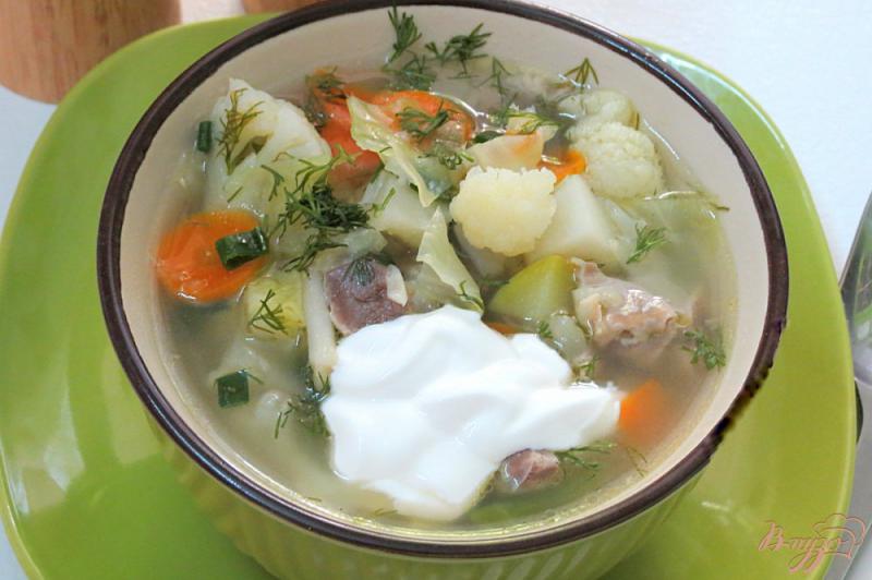 Фото приготовление рецепта: Суп из куриных желудочков с овощами шаг №12