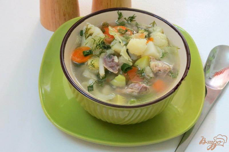 Фото приготовление рецепта: Суп из куриных желудочков с овощами шаг №13
