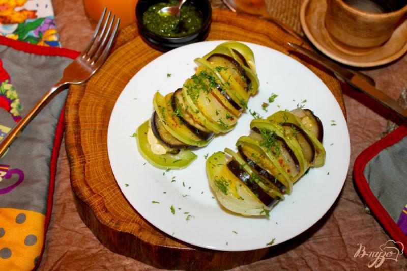 Фото приготовление рецепта: Картофельная «гармошка» с овощами на пару в мультиварке шаг №6
