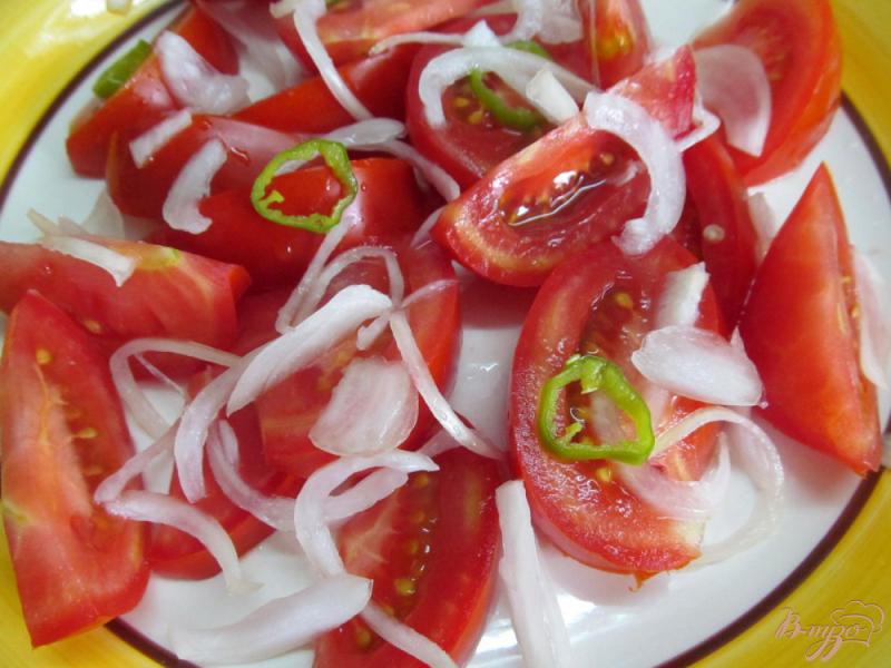 Фото приготовление рецепта: Помидорный салат с баклажаном и йоштой шаг №5