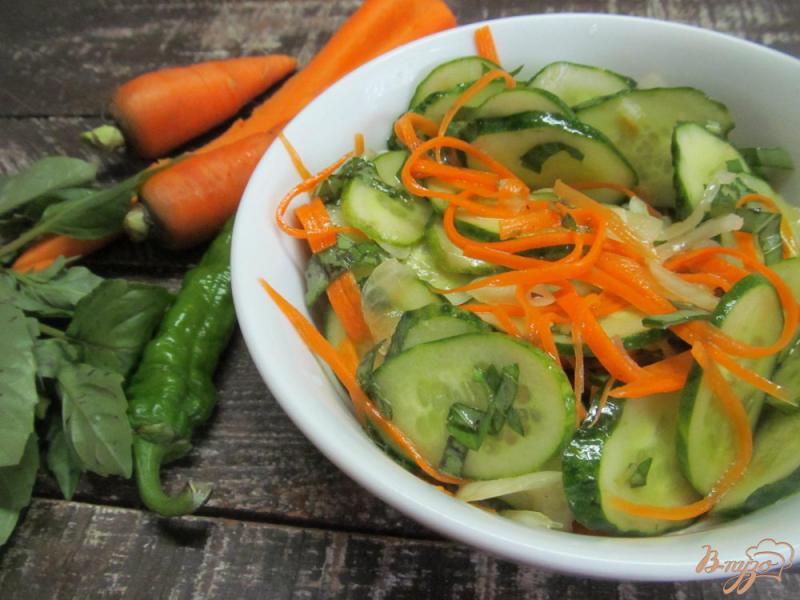 Фото приготовление рецепта: Маринованный салат из огурца с морковью шаг №5