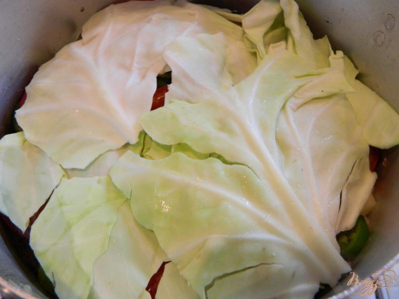 Фото приготовление рецепта: Тушеный картофель с овощами и курицей шаг №9