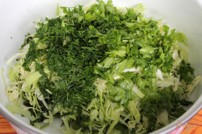 Фото приготовление рецепта: Салат из молодой капусты с мясом и сыром сулугуни шаг №3