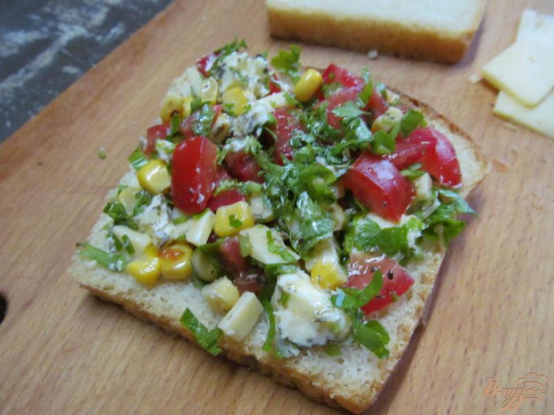 Фото приготовление рецепта: Закрытый овощной бутерброд с сыром шаг №3