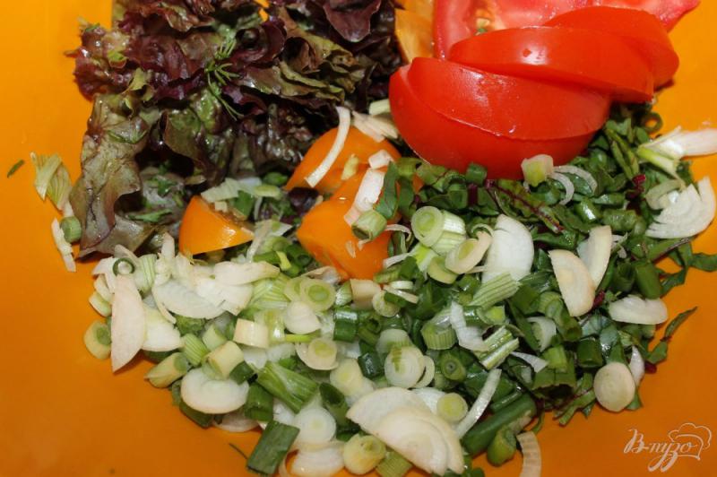 Фото приготовление рецепта: Витаминный зеленый салат шаг №4