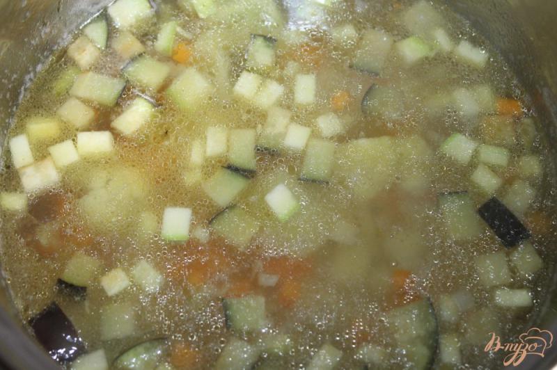 Фото приготовление рецепта: Суп с цветной капустой, кабачком и баклажаном шаг №4