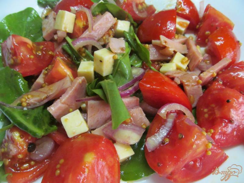 Фото приготовление рецепта: Помидорный салат с сыром «фета» шаг №6
