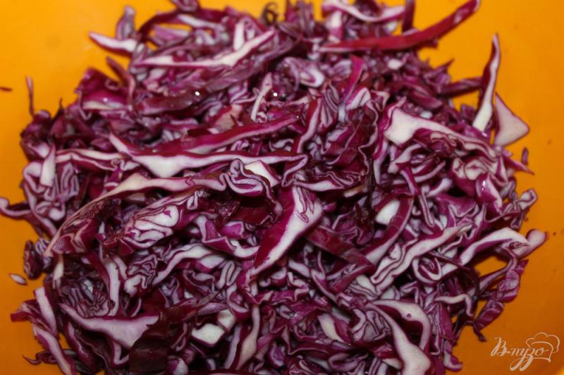Фото приготовление рецепта: Салат из краснокочанной капусты с плавленым сыром и свиной грудинкой шаг №1