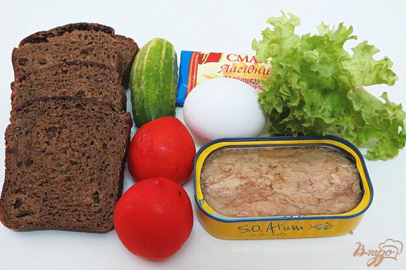 Фото приготовление рецепта: Бутерброды с тунцом, яйцом и овощами шаг №1