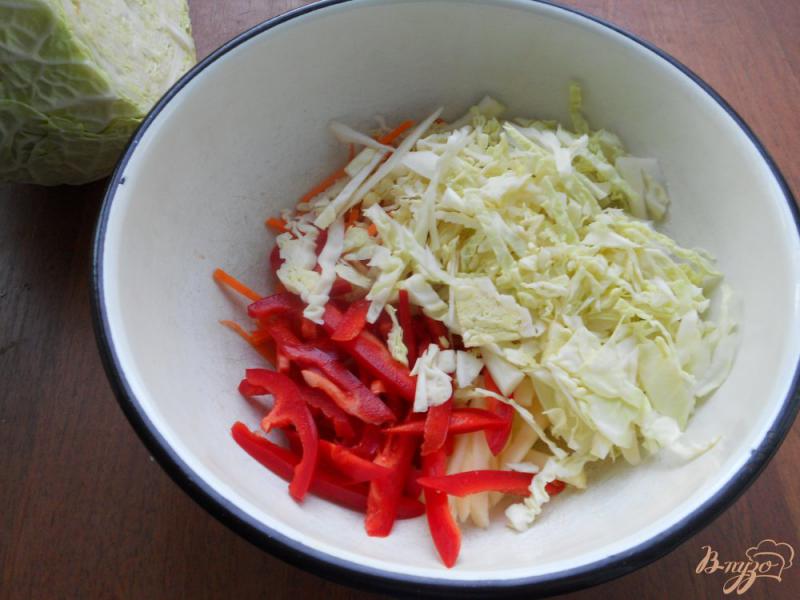 Фото приготовление рецепта: Салат из савойской капусты и овощей «Витаминный» шаг №2