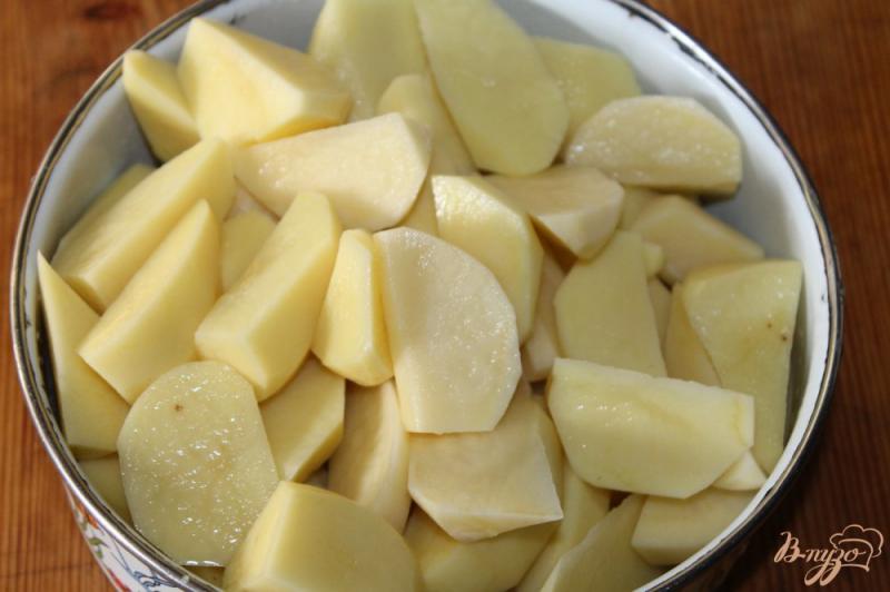 Фото приготовление рецепта: Тушенный картофель с грибами, баклажаном и свининой шаг №1