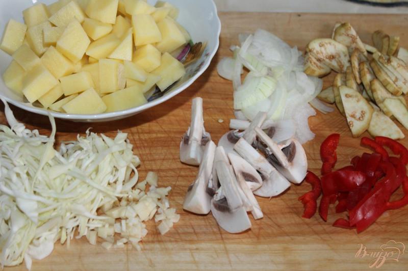 Фото приготовление рецепта: Рагу с шампиньонами и белокочанной капустой шаг №1