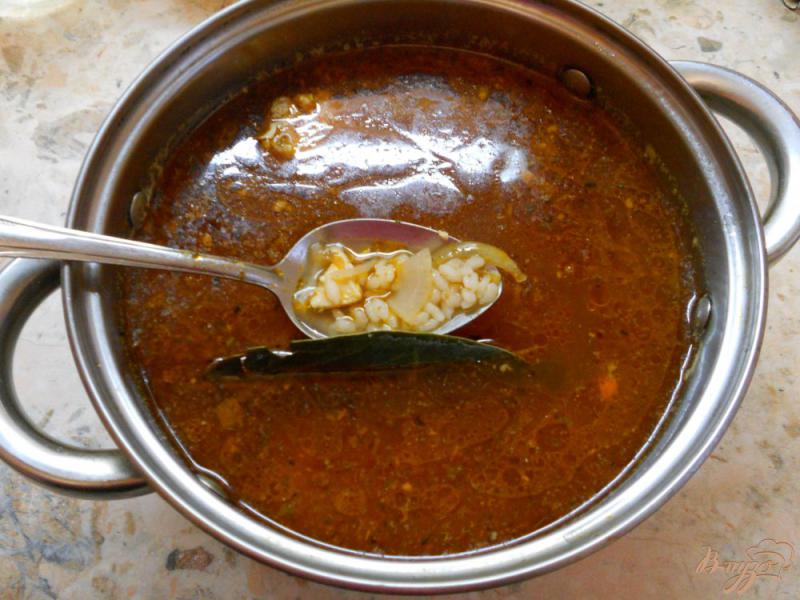 Фото приготовление рецепта: Острый суп с курицей, свининой и рисом шаг №7