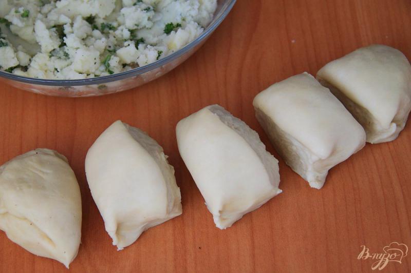 Фото приготовление рецепта: Алу паратха - индийские лепешки с картофелем и зеленью шаг №5