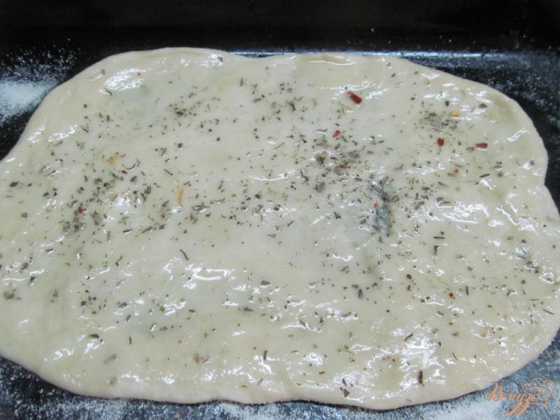 Фото приготовление рецепта: Пицца с чесноком и моцареллой шаг №3
