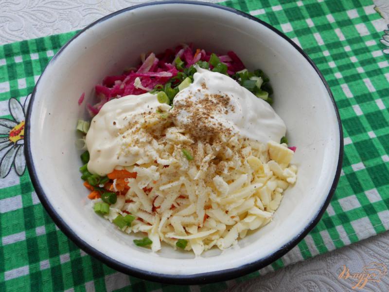 Фото приготовление рецепта: Салат из красной редьки с брынзой шаг №4