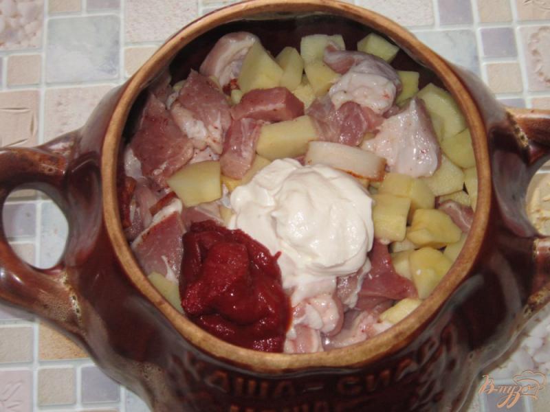 Фото приготовление рецепта: Жаркое из свинины с картофелем и салом шаг №5