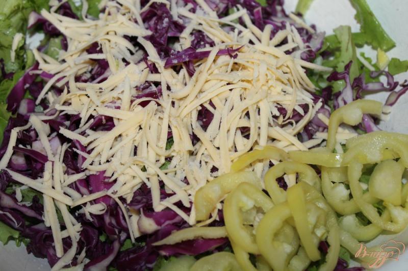 Фото приготовление рецепта: Салат из капусты с сыром и огурцами шаг №5