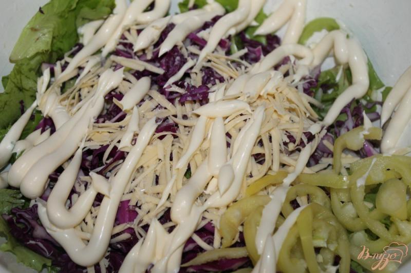 Фото приготовление рецепта: Салат из капусты с сыром и огурцами шаг №6