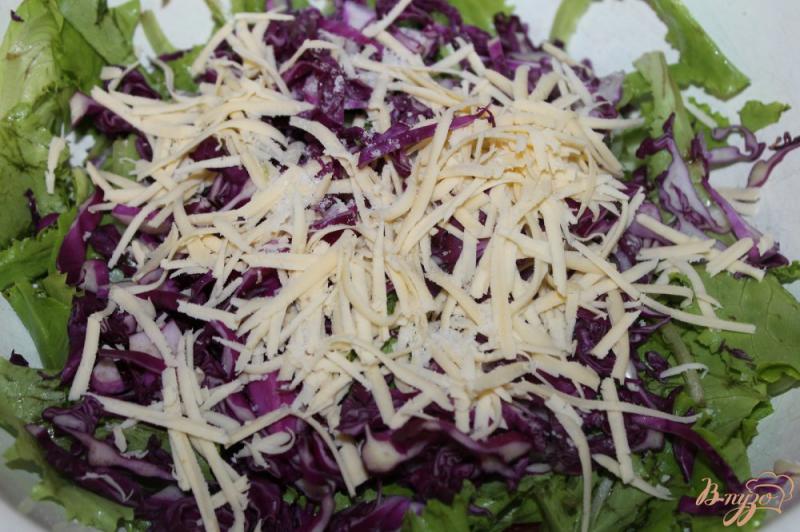 Фото приготовление рецепта: Салат из капусты с сыром и огурцами шаг №4