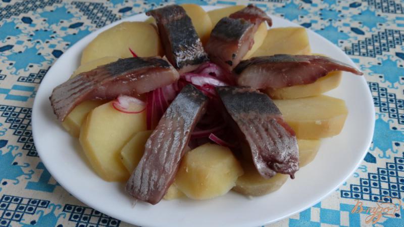 Фото приготовление рецепта: Салат с сельдью и картофелем шаг №4