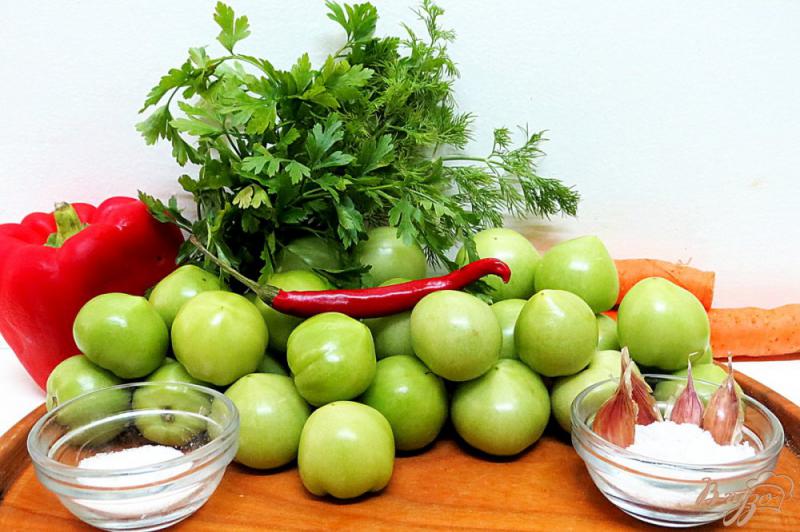 Фото приготовление рецепта: Зелёные помидоры солёные, фаршированные шаг №1