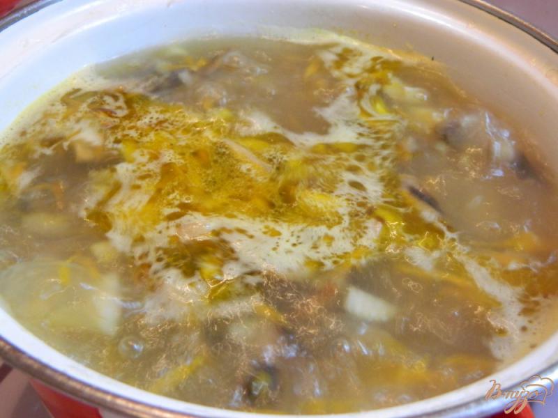 Фото приготовление рецепта: Грибной суп с острым перцем шаг №7