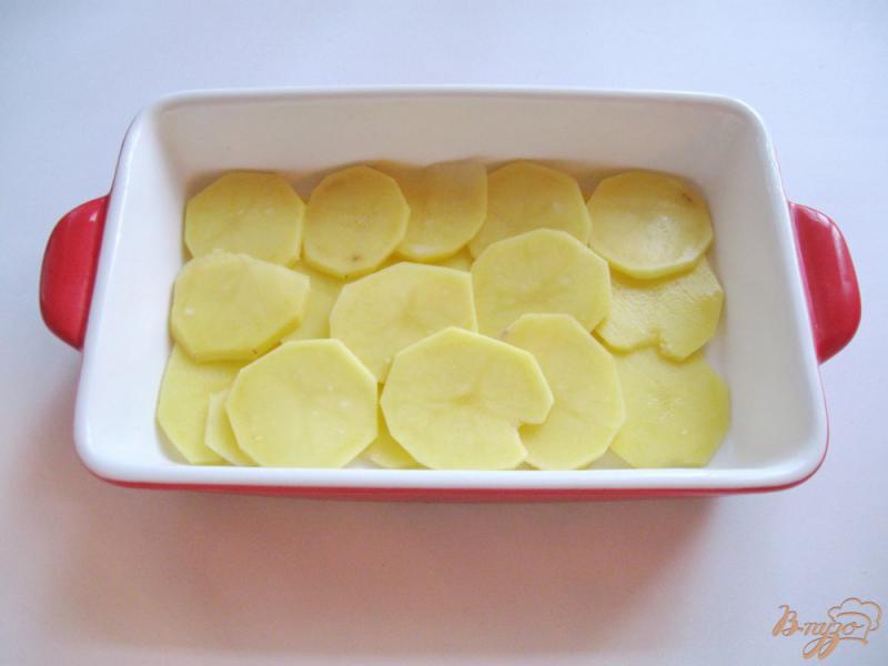 Фото приготовление рецепта: Картофельная запеканка с сосисками и сыром шаг №3
