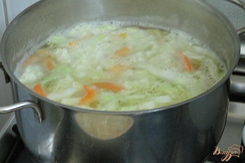 Фото приготовление рецепта: Овощной суп с цветной капустой сметаной и грибами шаг №10