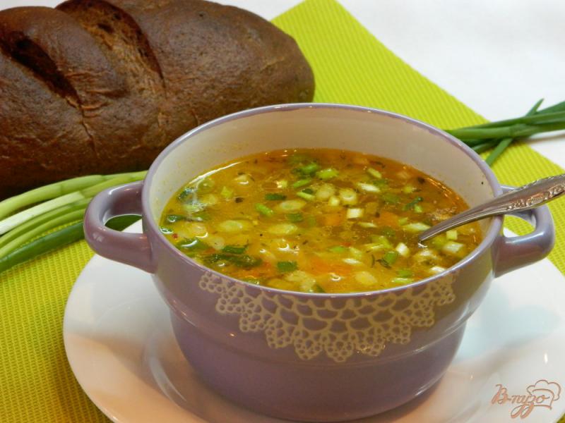 Фото приготовление рецепта: Суп на курином бульоне со специями и зеленым луком шаг №8