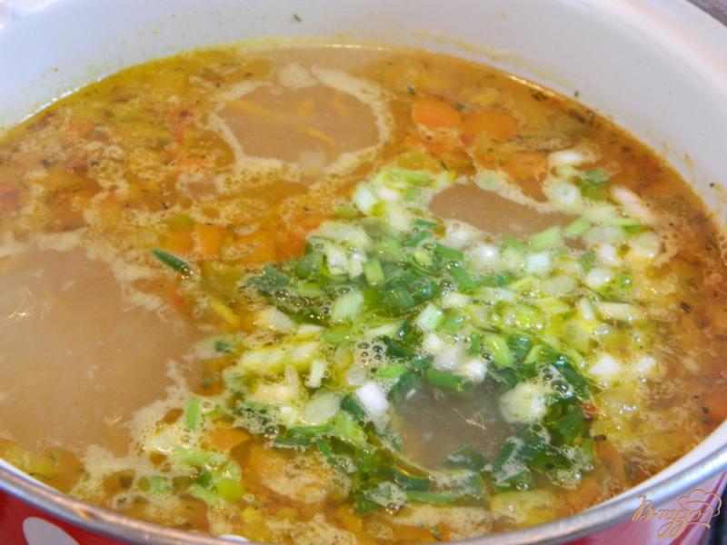 Фото приготовление рецепта: Суп на курином бульоне со специями и зеленым луком шаг №7