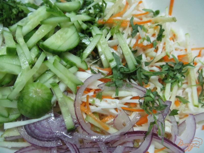 Фото приготовление рецепта: Зимний салат из двух видом капусты шаг №4