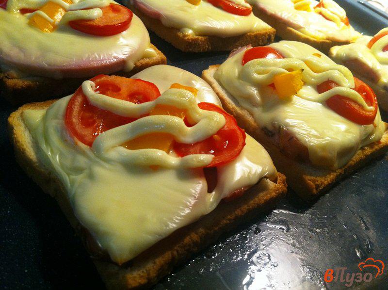 Фото приготовление рецепта: Горячий бутерброд с ветчиной и сыром шаг №5
