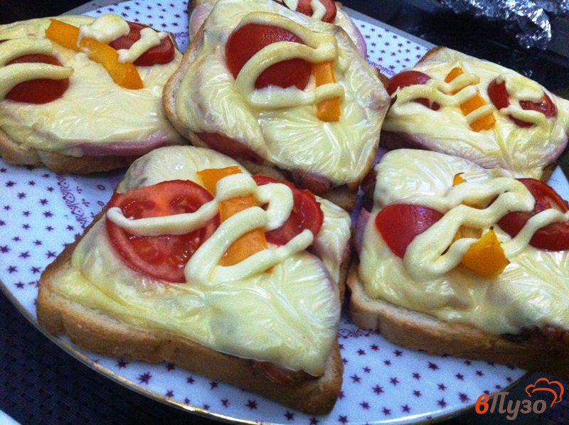 Фото приготовление рецепта: Горячий бутерброд с ветчиной и сыром шаг №6