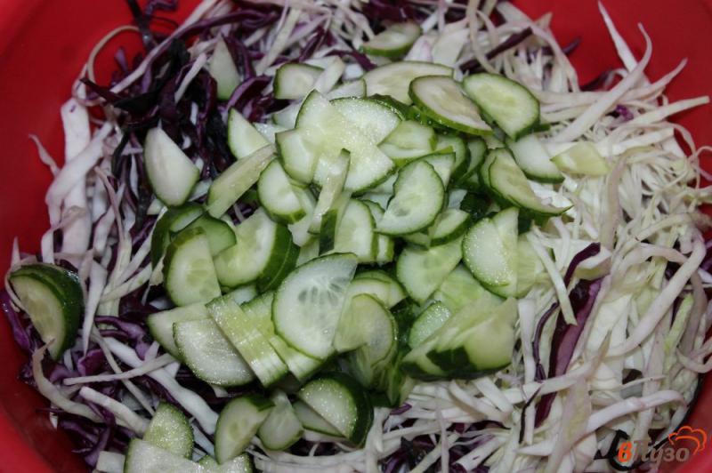 Фото приготовление рецепта: Салат из капусты с корейской морковью и колбасой шаг №3