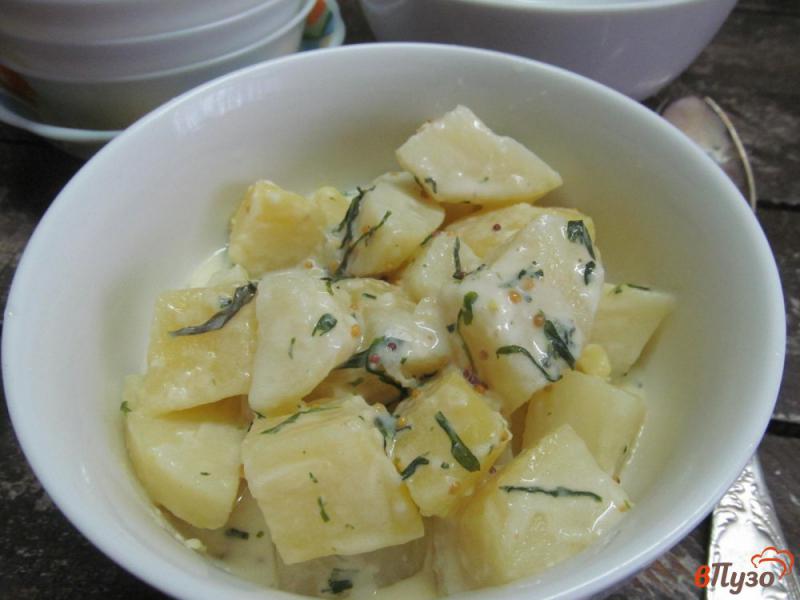 Фото приготовление рецепта: Теплый картофельный салат под соусом из сметаны и эстрагона шаг №5