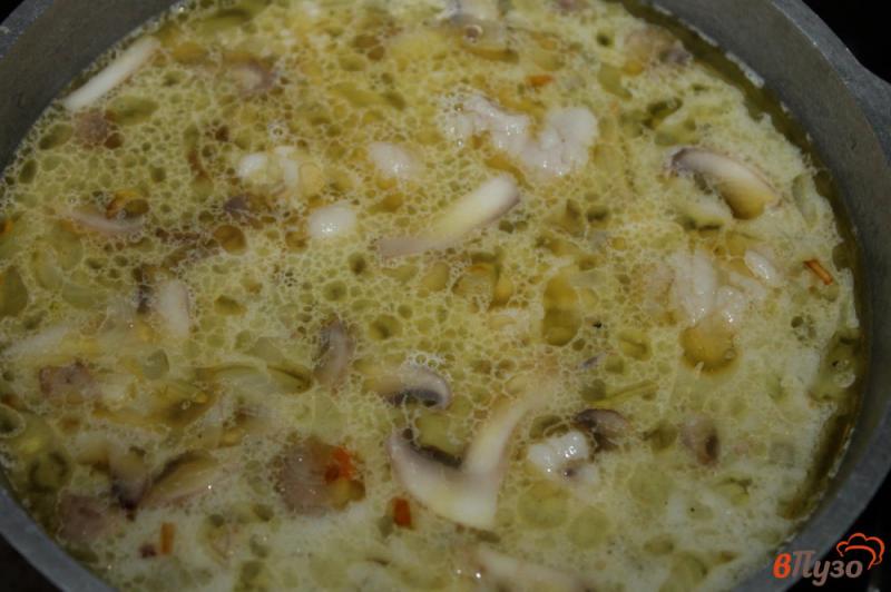 Фото приготовление рецепта: Суп со свининой, грибами и вермишелью шаг №6