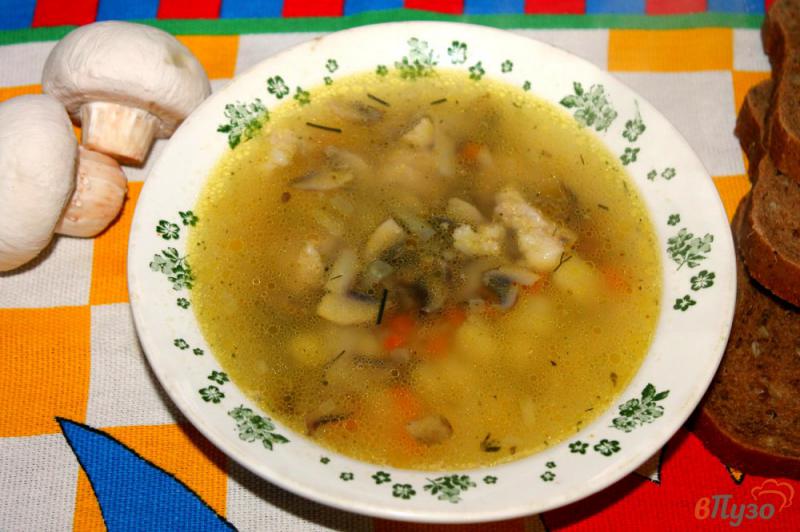 Фото приготовление рецепта: Суп со свининой, грибами и вермишелью шаг №8