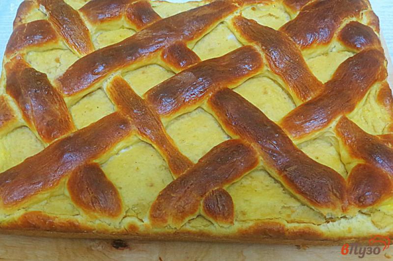 Фото приготовление рецепта: Дрожжевой пирог с мясом и картофелем шаг №16